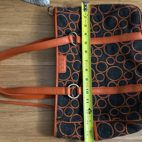 Tumi handbag/business tote made out of grey textile with orange leather patern - Picture 8 of 8